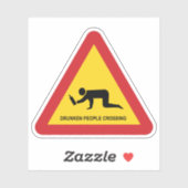 DROOGGENDE MENSEN DIE DE VERKEERSZIJDE OVERSCHRIJD STICKER (Vel)