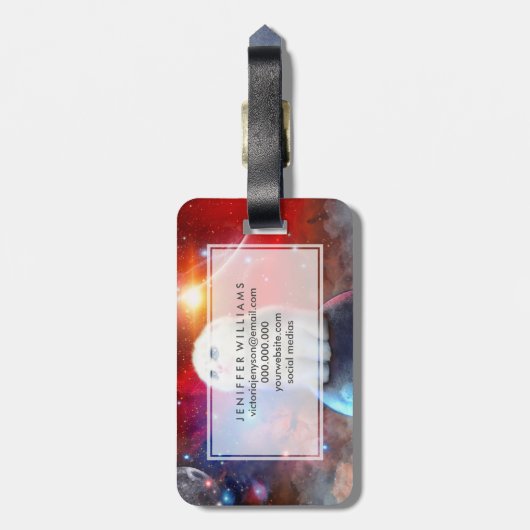 Droogkat in de ruimte bagagelabel (Achterkant verticaal)