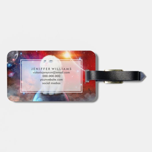 Droogkat in de ruimte bagagelabel (Achterkant horizontaal)