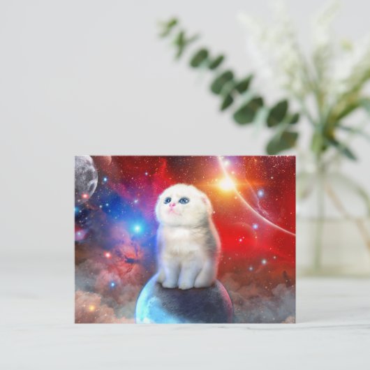 Droogkat in de ruimte briefkaart (Staand voorkant)