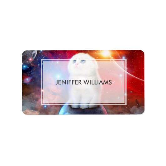 Droogkat in de ruimte etiket (Voorkant)