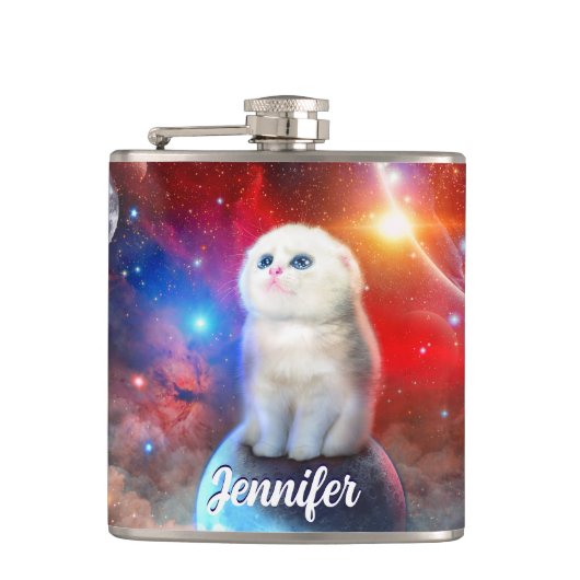 Droogkat in de ruimte heupfles (Voorkant)