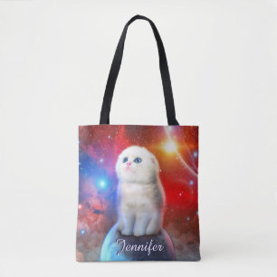 Droogkat in de ruimte tote bag