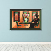 Droogvrouw in Café uit 1920 Canvas Afdruk (Insitu (Houten vloer))