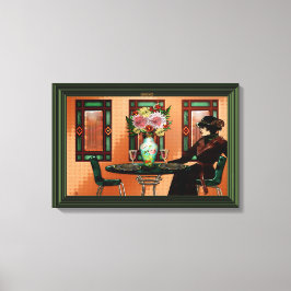 Droogvrouw in Café uit 1920 Canvas Afdruk