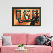 Droogvrouw in Café uit 1920 Canvas Afdruk (Insitu (Woonkamer))