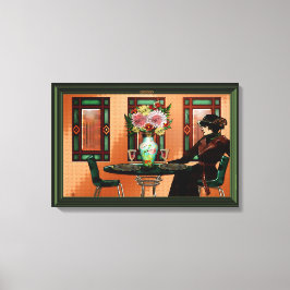 Droogvrouw in Café uit 1920 Canvas Afdruk