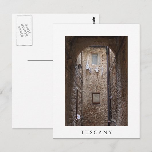 Droogwas in Toscane, wit briefkaart (Voorkant / Achterkant)