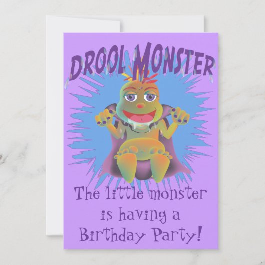 Drool Monster Birthday Party Invitation Kaart (Voorkant)