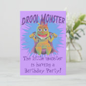 Drool Monster Birthday Party Invitation Kaart (Staand voorkant)