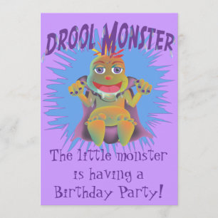 Drool Monster Birthday Party Invitation Kaart