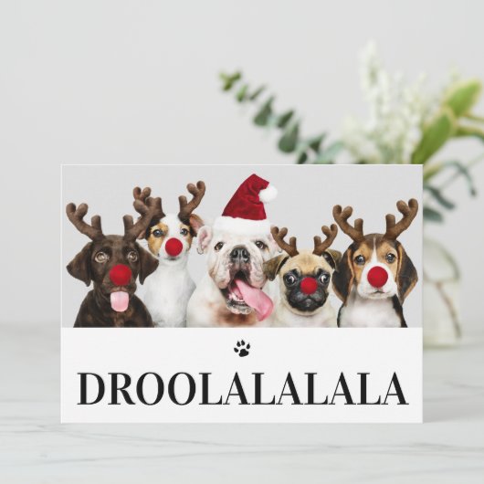 Droolalala Dog Kerstmis 5-fotokaart Kaart (Staand voorkant)