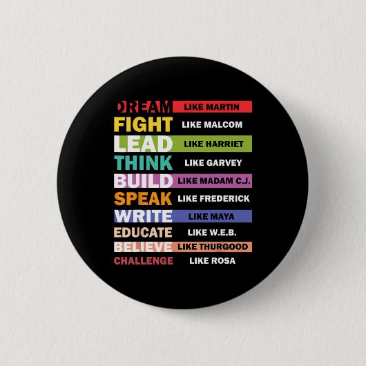 Droom als Martin, leid als Harriet Zwarte Geschied Ronde Button 5,7 Cm (Voorkant)