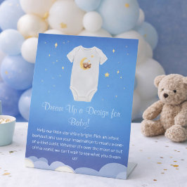 Droom babybodysuit ontwerp baby shower reclamebord met voetstuk