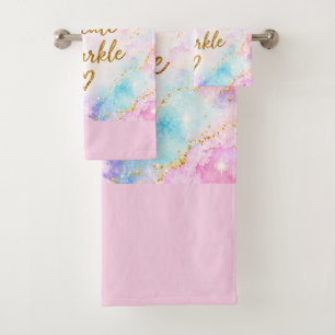 Droom Creëer Glans Pastel Waterverf Goud Roze Bad Handdoek