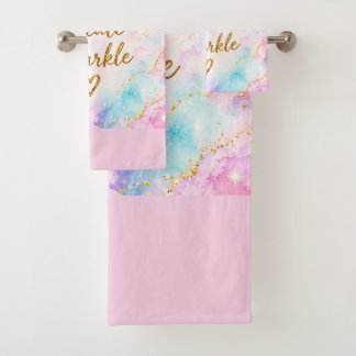 Droom Creëer Glans Pastel Waterverf Goud Roze Bad Handdoek