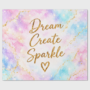 Droom Creëer Glans Pastel Waterverf Goud Roze Cadeaupapier