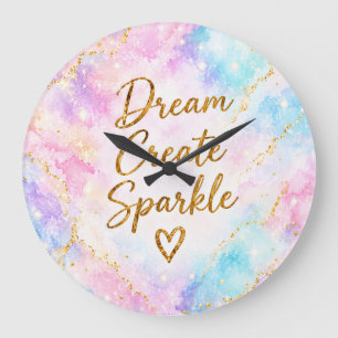 Droom Creëer Glans Pastel Waterverf Goud Roze Grote Klok