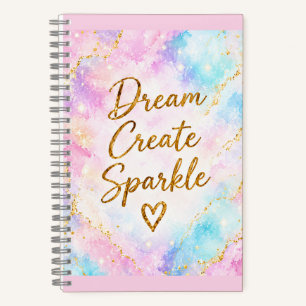 Droom Creëer Glans Pastel Waterverf Goud Roze Notitieboek
