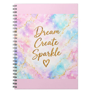 Droom Creëer Glans Pastel Waterverf Goud Roze Notitieboek