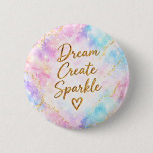 Droom Creëer Glans Pastel Waterverf Goud Roze Ronde Button 5,7 Cm