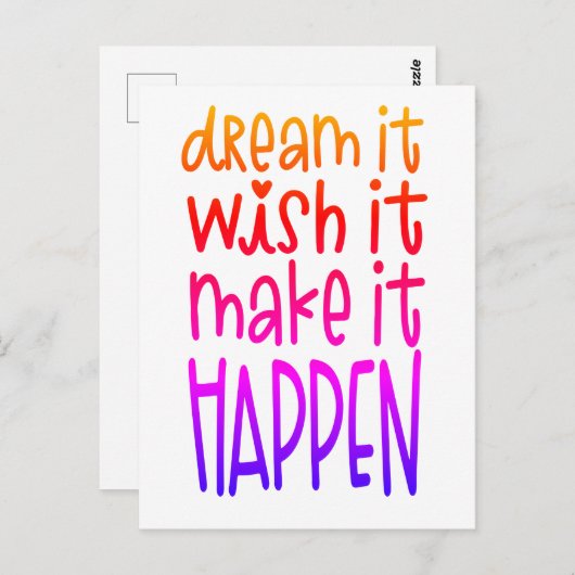 Droom dat het zou willen dat het heldere kleuren z briefkaart (Voorkant / Achterkant)