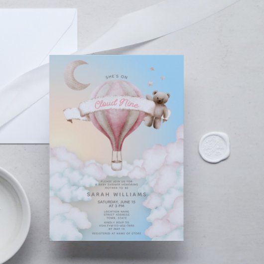 Droom dat ze op Cloud Nine Pastel Baby shower zit Kaart