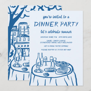 Droom Dinnerfeest Balkon Op Maat Handgetekend Kaart
