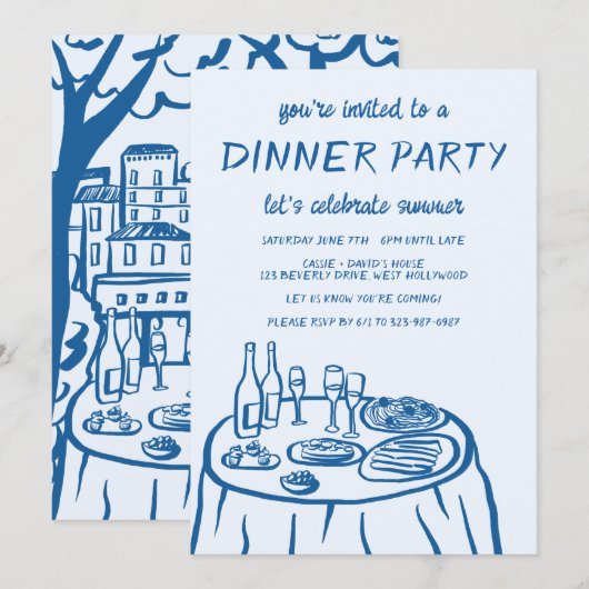 Droom Dinnerfeest Balkon Op Maat Handgetekend Kaart (Voorkant / Achterkant)