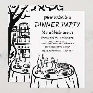 Droom Dinnerfeest Balkon Op Maat Handgetekend Kaart
