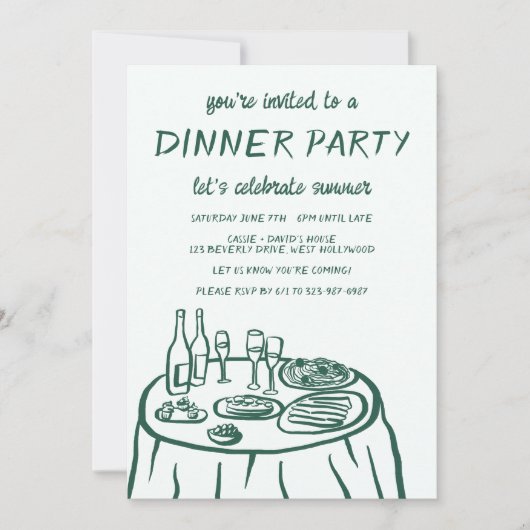 Droom Dinnerfeest Balkon Op Maat Handgetekend Kaart (Voorkant)