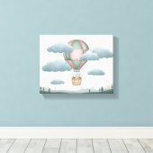 Droom Dusty Groene Beer Hot Air Balloon Kunst Canvas Afdruk (Insitu (Houten vloer))