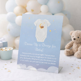 Droom een ontwerp voor een babybodysuit voor een b reclamebord met voetstuk