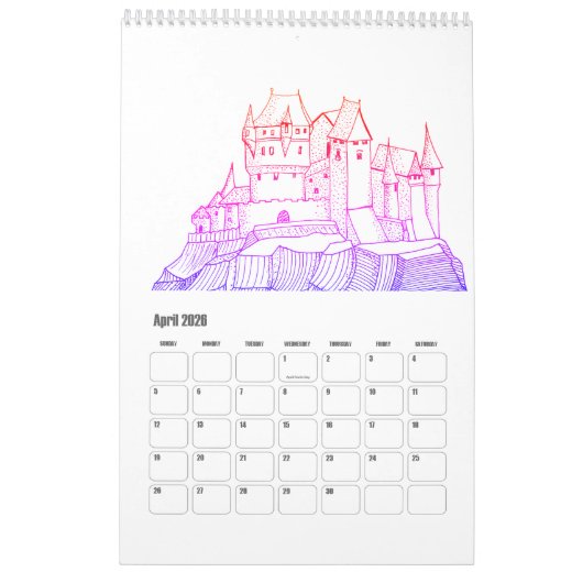 Droom en reis rond steden kalender (Apr 2026)