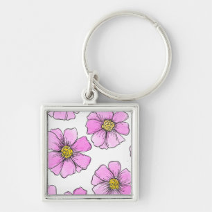 Droom en Roze Waterverf Bloemen Sleutelhanger