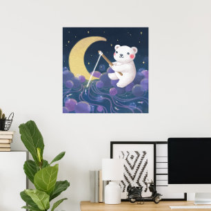Droom Fantasie Illustratie van IJsbeer Poster