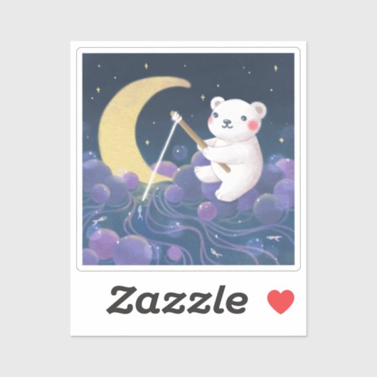 Droom Fantasie Illustratie van IJsbeer Sticker (Vel)