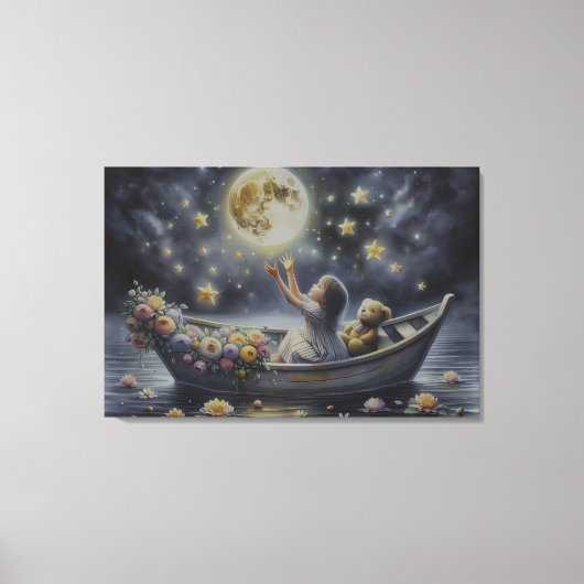 Droom Fantasie Scene van een Grilleg Meisje en de  Canvas Afdruk (Voorkant)