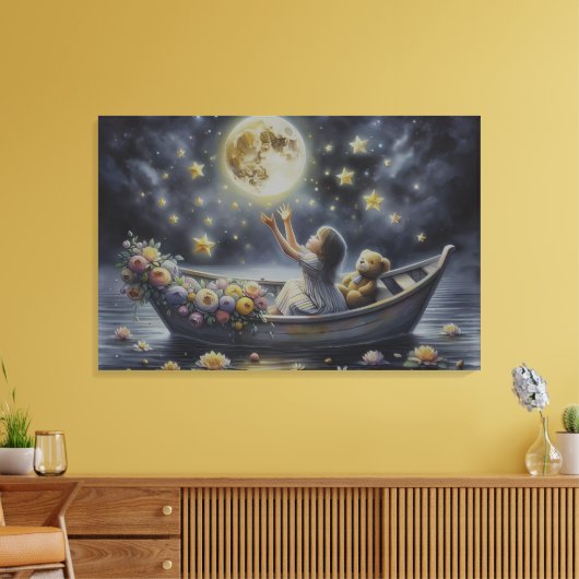 Droom Fantasie Scene van een Grilleg Meisje en de Canvas Afdruk (Insitu (Woonkamer))