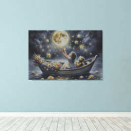 Droom Fantasie Scene van een Grilleus Meisje onder Canvas Afdruk