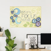 Droom Focus Creëer Muurkunst (Levendig) Poster (Thuiskantoor)