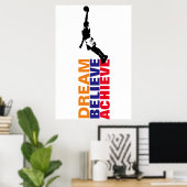 Droom Geloof Bereik Basketbal Pop Art Poster (Thuiskantoor)