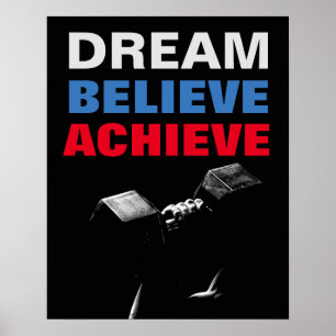 Droom Geloof Bereik Motiverende Bodybuilding Poster