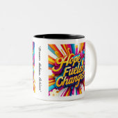 "Droom, geloof, bereik" Tweekleurige Koffiemok (Voorkant rechts)