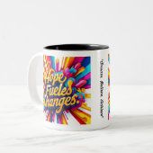 "Droom, geloof, bereik" Tweekleurige Koffiemok (Voorkant links)