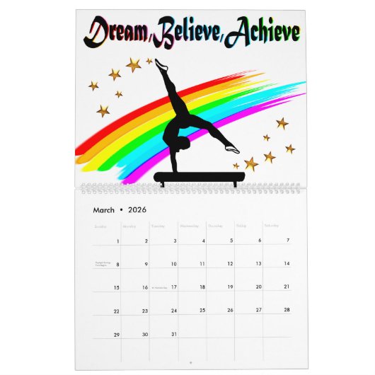 DROOM, GELOOF EN BEREIK EEN GYMNASTIEKKALENDER KALENDER (Mar 2026)