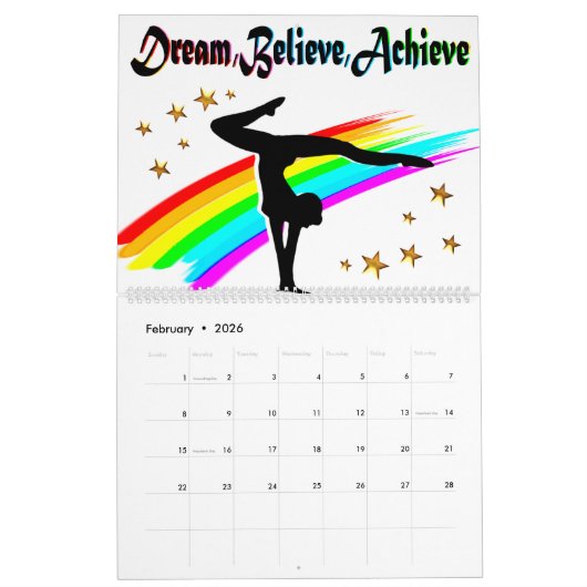 DROOM, GELOOF EN BEREIK EEN GYMNASTIEKKALENDER KALENDER (Feb 2026)