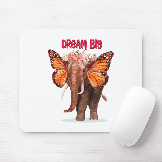 Droom groot als een Inspirerend van een olifant Muismat (Met muis)