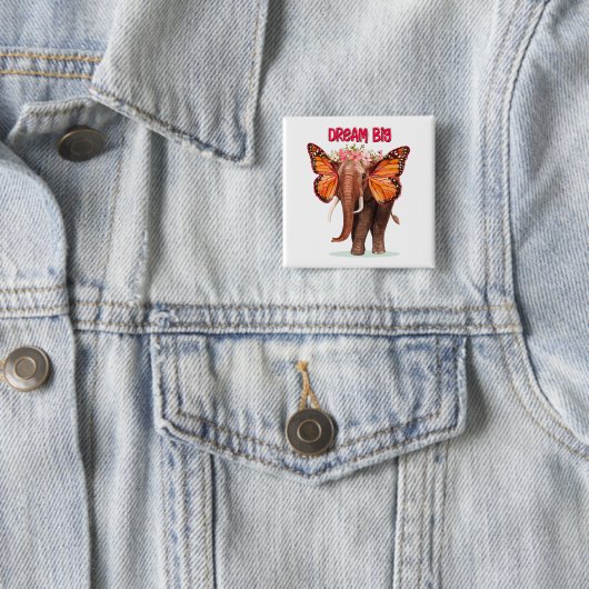 Droom groot als een Inspirerend van een olifant Vierkante Button 5,1 Cm (In situ)