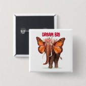 Droom groot als een Inspirerend van een olifant Vierkante Button 5,1 Cm (Voorkant /achterkant)